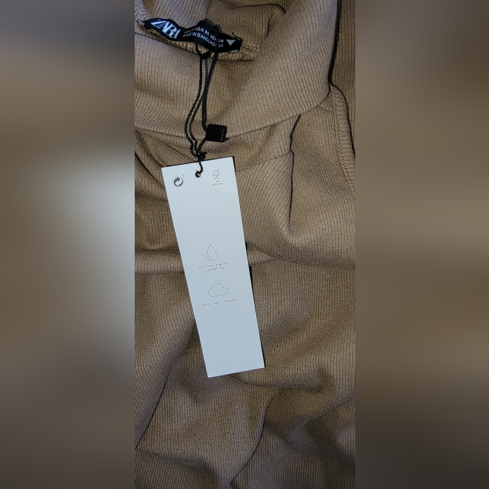 Nwt ZARA Ribbed Tan Dress Size Medium - Picture 7 of 7